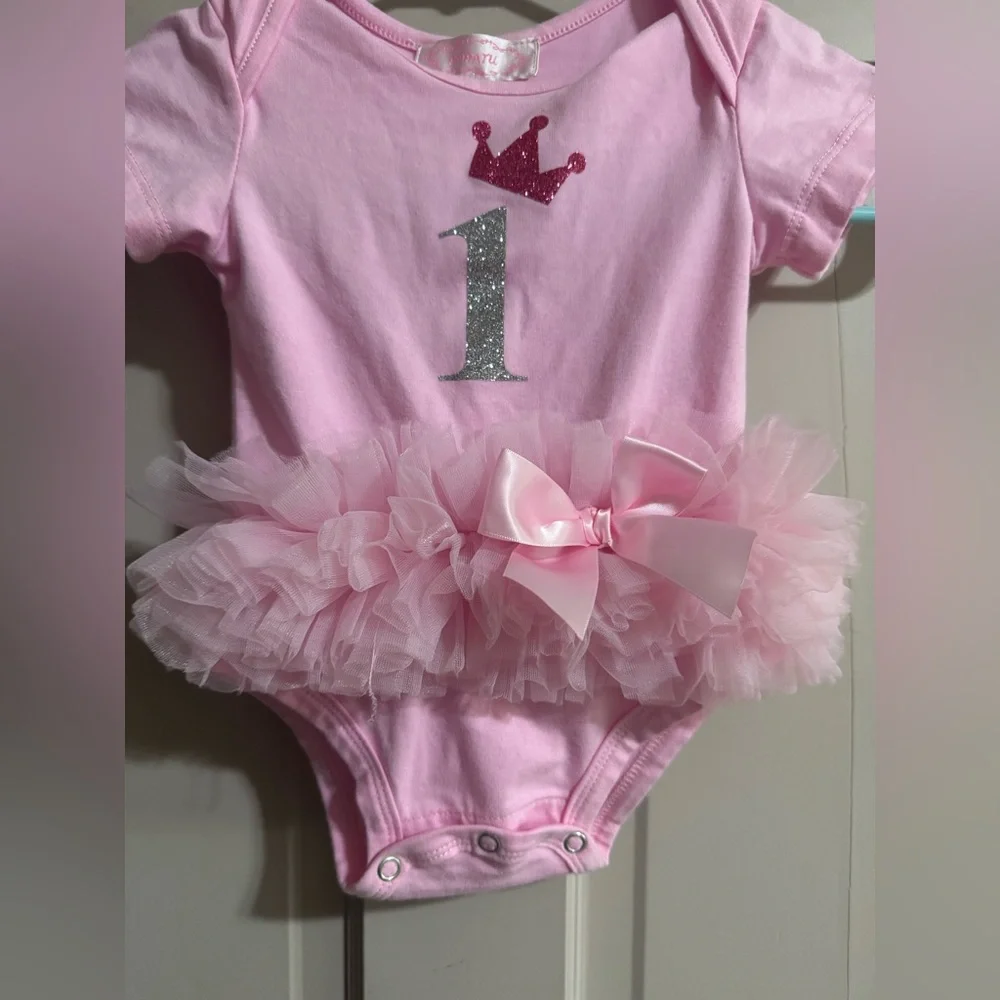Girls First Birthday Ballerina Tutu Bodysuit Pink Size 18 Months